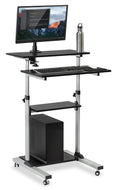 Grey Mobile Standing Desk - Rolling Computer Work Station with Monitor Mount - Mount-It! - MI-7942