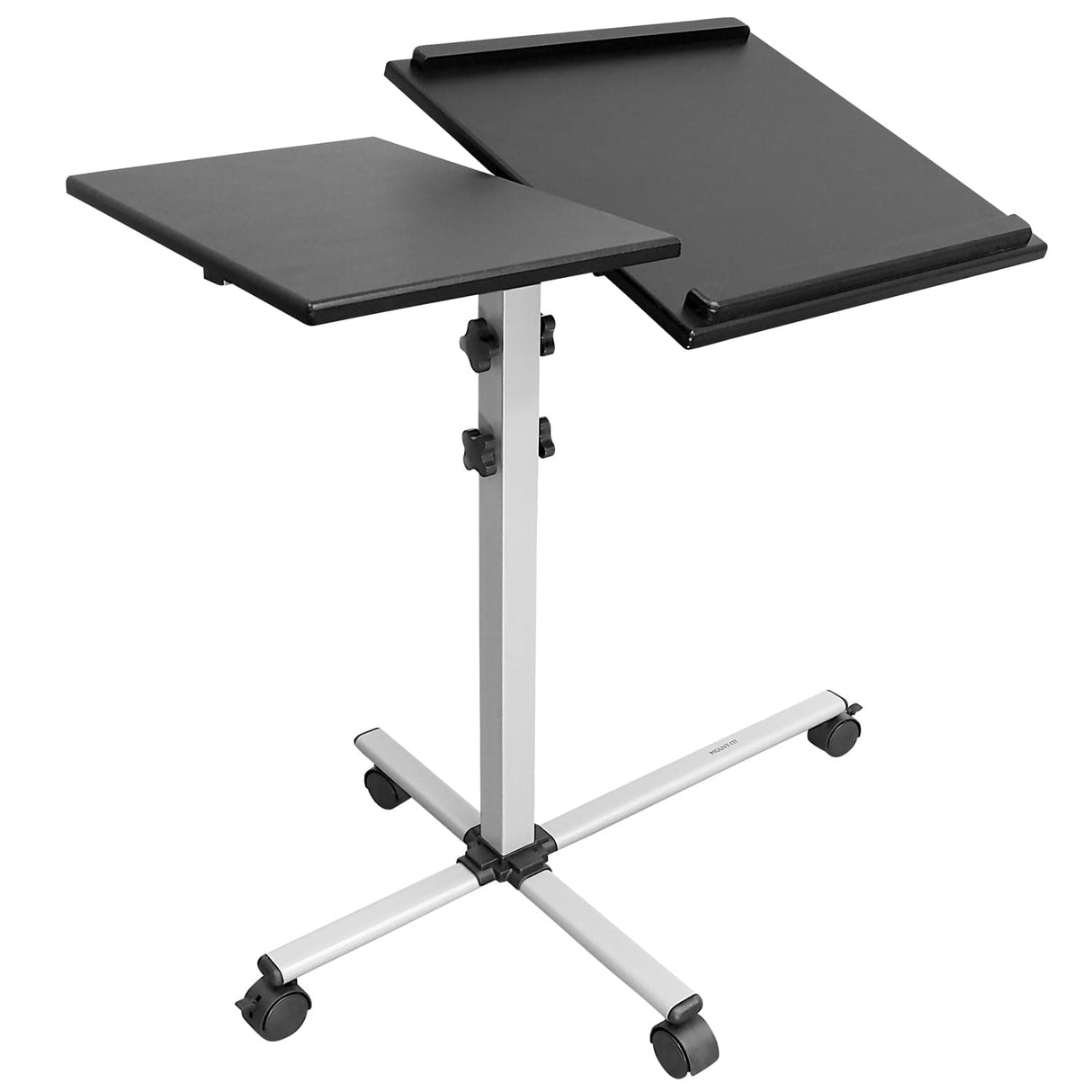 Grey Mobile Standing Desk - Rolling Laptop Tray & Projector Cart - Mount-It! - MI-7945