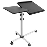 Grey Mobile Standing Desk - Rolling Laptop Tray & Projector Cart - Mount-It! - MI-7945