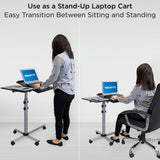 Grey Mobile Standing Desk - Rolling Laptop Tray & Projector Cart - Mount-It! - MI-7945