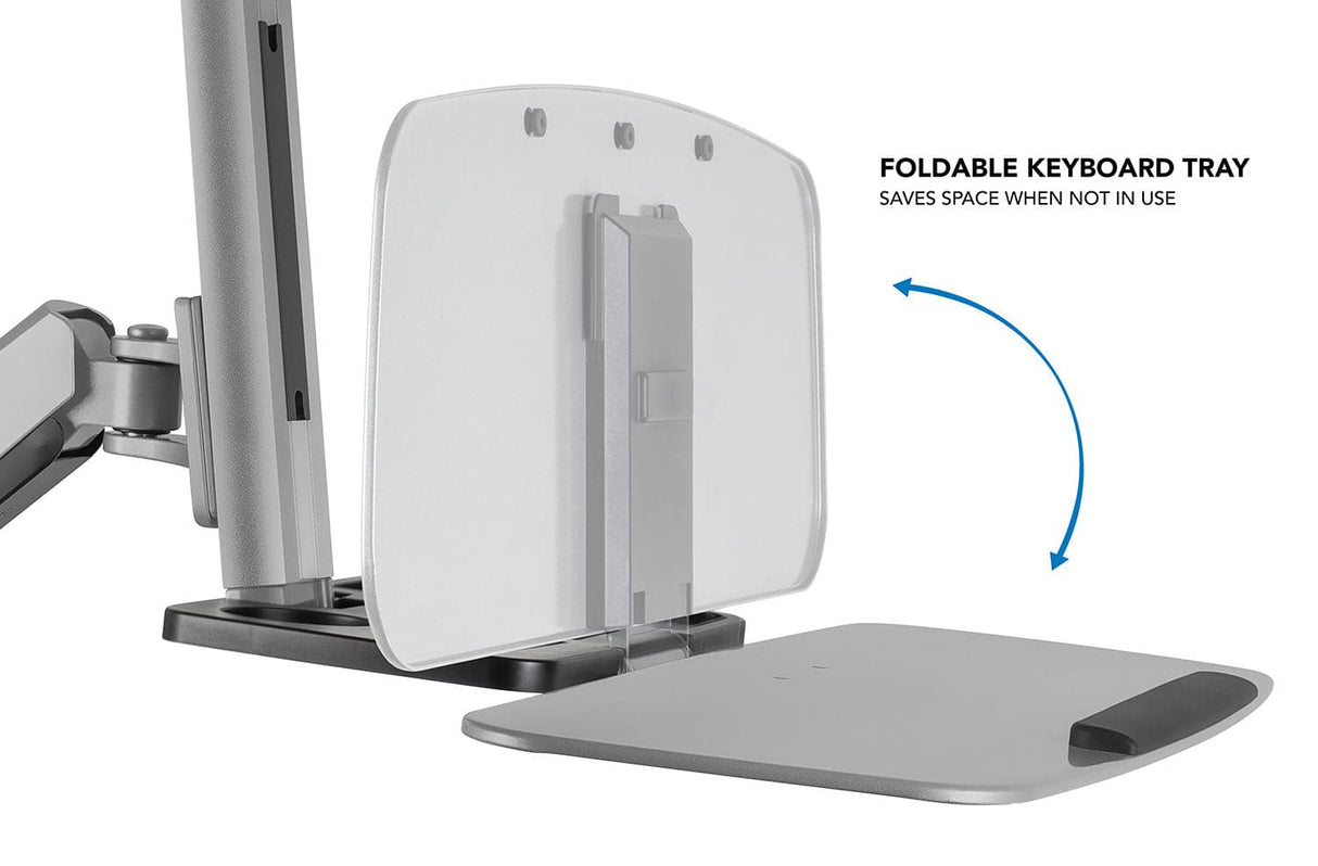 Grey Desk Converters - Single Monitor Adjustable Sit Stand Workstation - Mount-It! - MI-7903