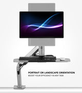 Grey Desk Converters - Single Monitor Adjustable Sit Stand Workstation - Mount-It! - MI-7903