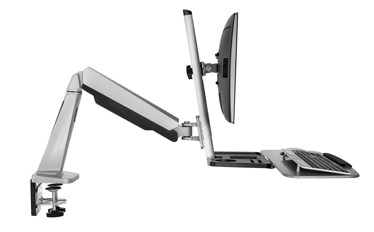 Grey Desk Converters - Single Monitor Adjustable Sit Stand Workstation - Mount-It! - MI-7903