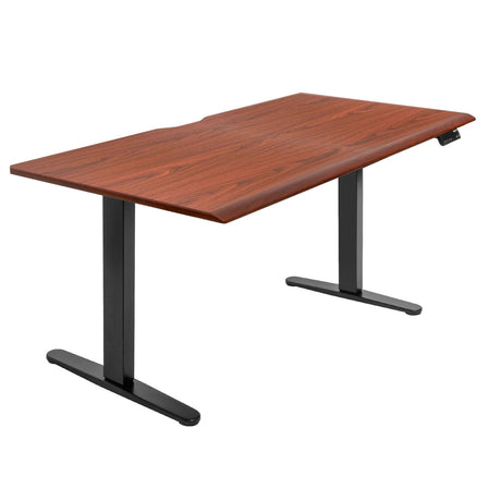 Hazelnut Standing Desk - Dual Motor Electric Standing Desk with 60" Tabletop - Black Base - Mount-It! - MI-18125