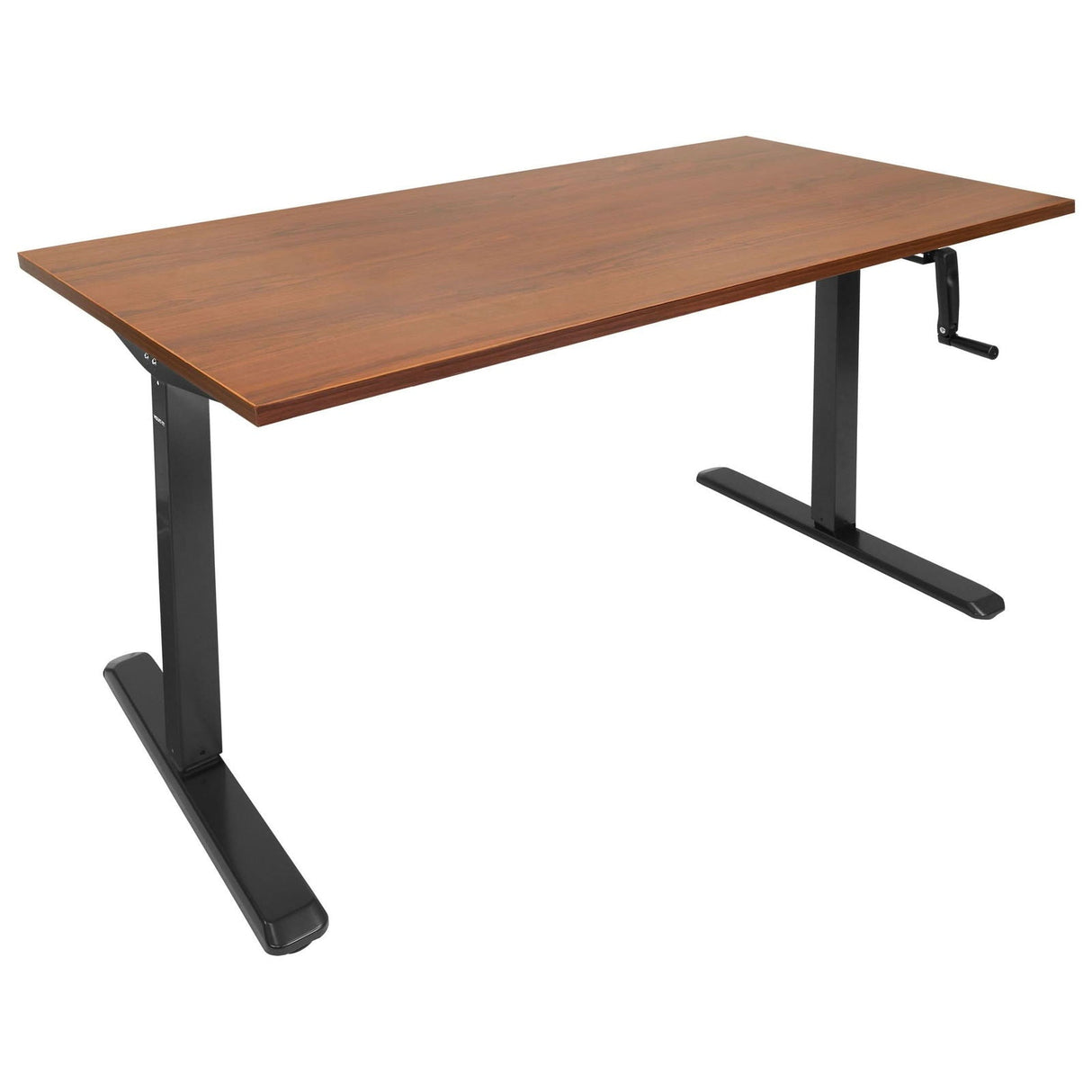 Hazelnut Standing Desk - Hand Crank Standing Desk with 55" Tabletop - Black Base - Mount-It! - MI-18071