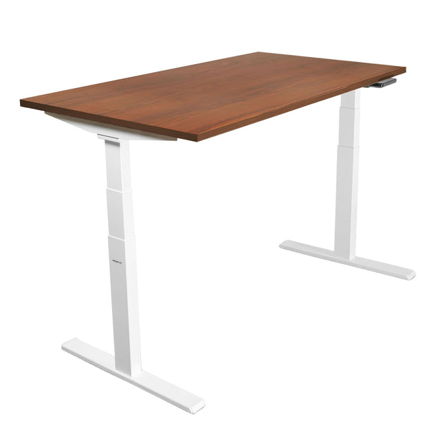 Hazelnut Standing Desk - Ultimate Dual Motor Electric Standing Desk with 55" Tabletop - White Base - Mount-It! - MI-18068