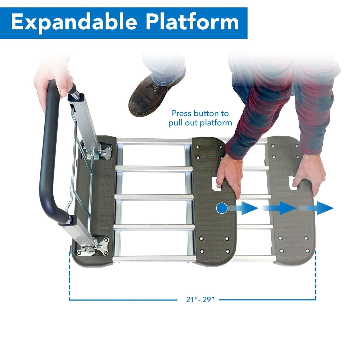 Hand Truck - Heavy Duty Folding Platform Cart with Expandable Base - Mount-It! - MI-950