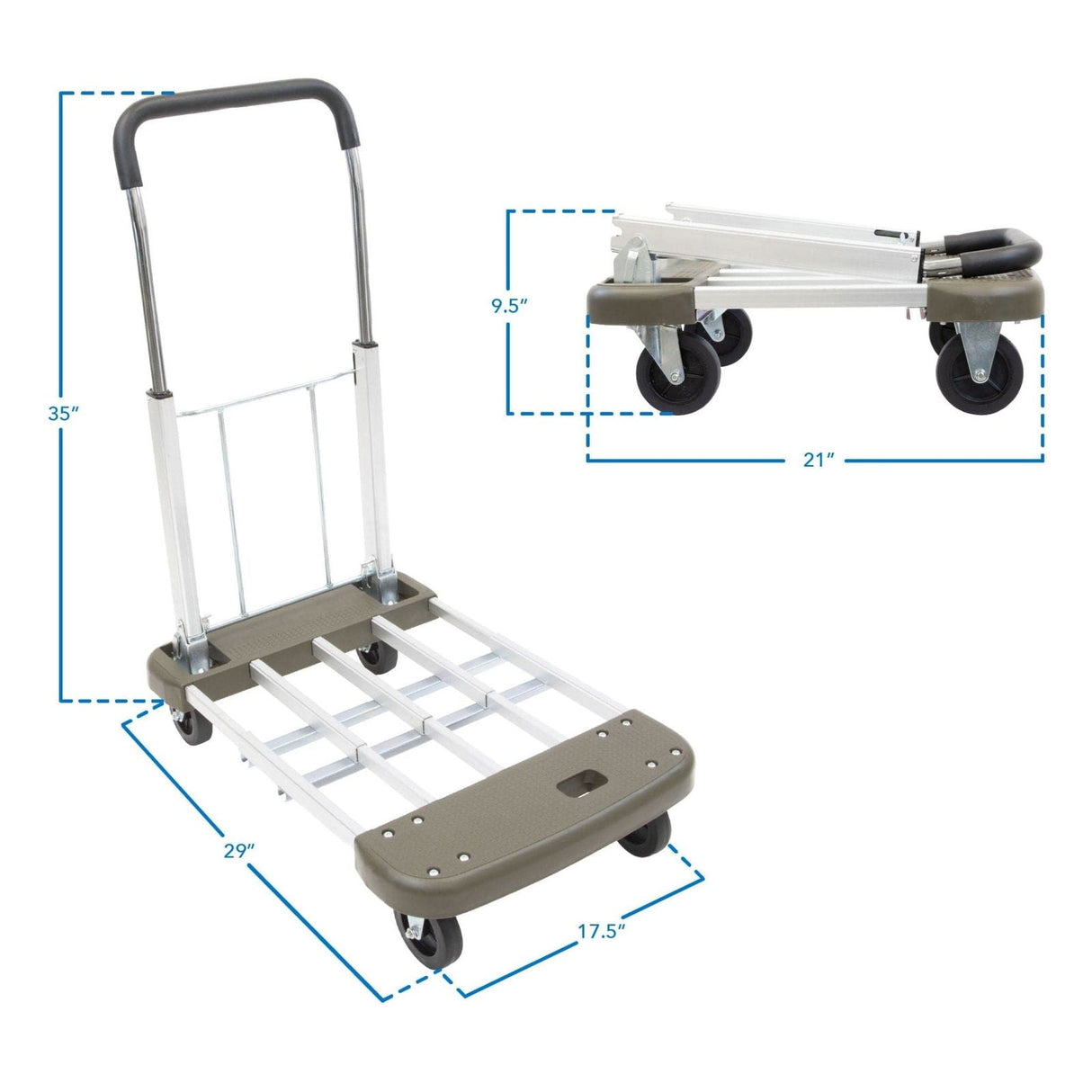 Hand Truck - Heavy Duty Folding Platform Cart with Expandable Base - Mount-It! - MI-950