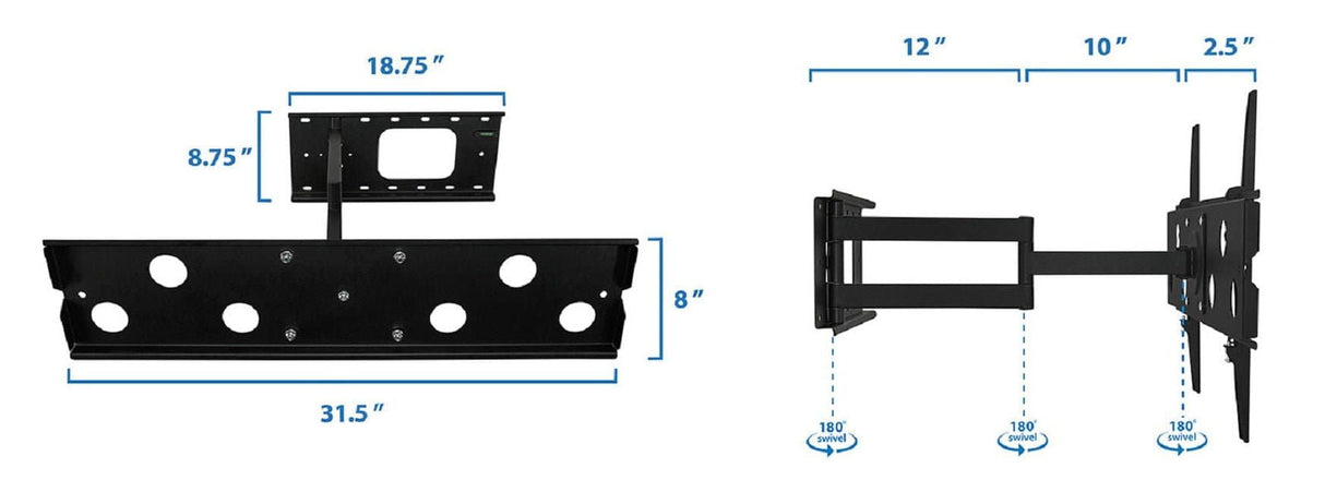 TV Mount - Heavy Duty Low Profile Full Motion TV Wall Mount with Long Extension - Mount-It! - MI-326B