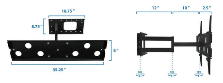 TV Mount - Heavy Duty Low Profile Full Motion TV Wall Mount with Long Extension - Mount-It! - MI-326L