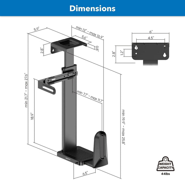 Heavy-Duty Under Desk / Wall CPU Mount - Mount-It! – MI-7171 – Mount-It!