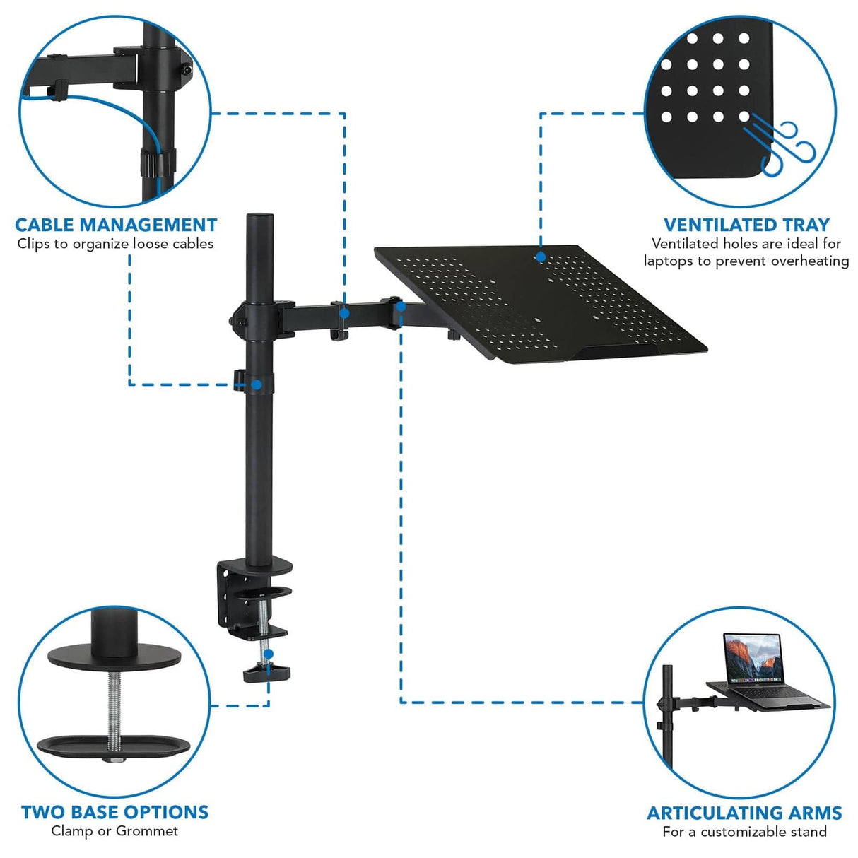 Laptop Mount - Height-Adjustable Laptop Desk Mount - Mount-It! - MI-4352LT