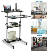 Mobile Standing Desk - Height Adjustable Rolling Stand up Desk - Mount-It! -