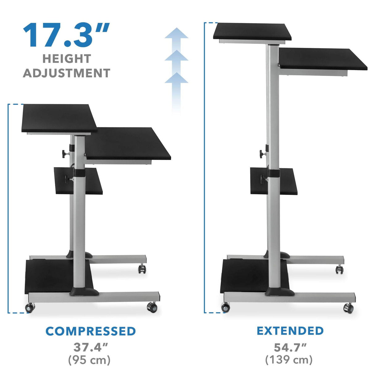 Mobile Standing Desk - Height Adjustable Rolling Stand up Desk - Mount-It! -