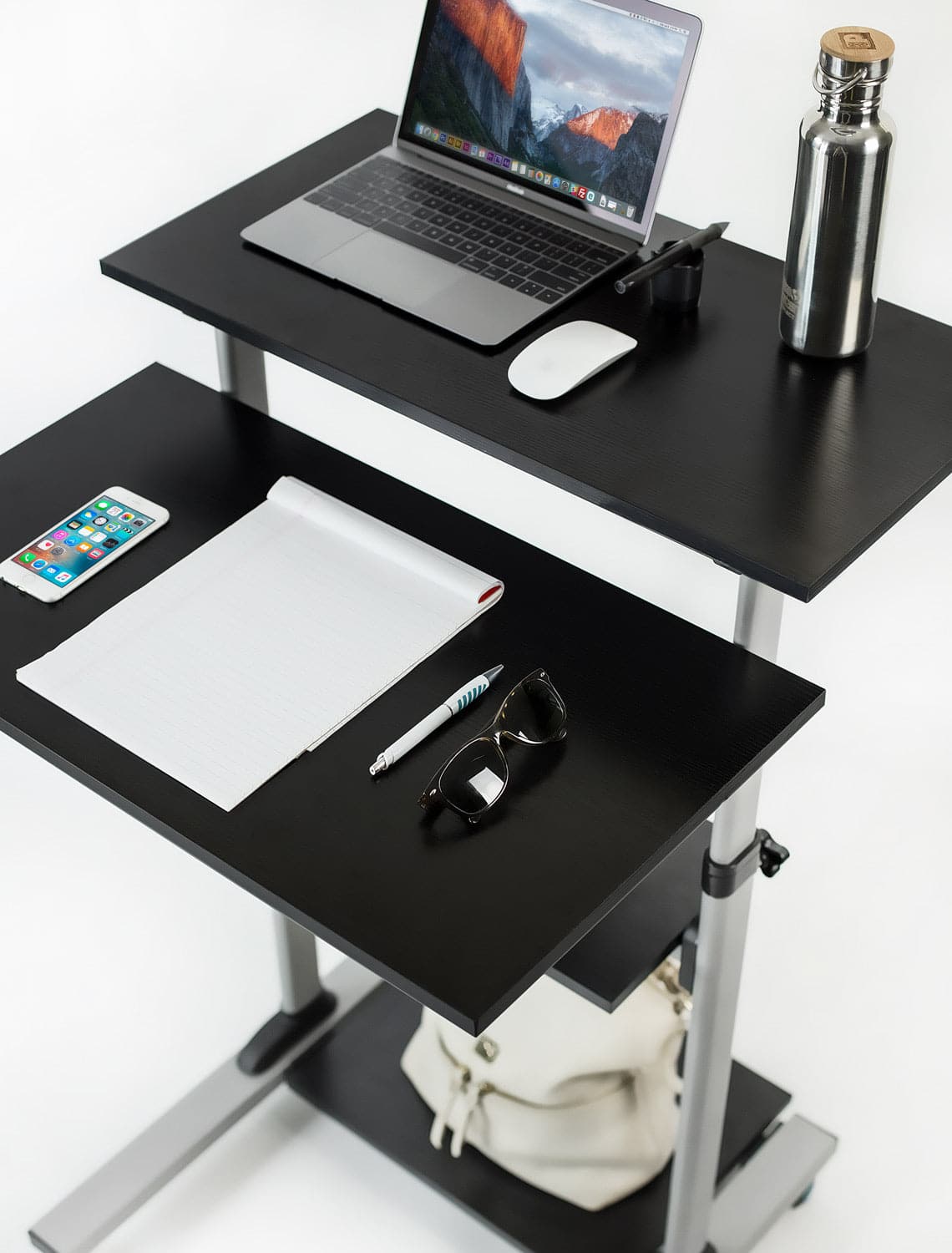 Mobile Standing Desk - Height Adjustable Rolling Stand up Desk - Mount-It! -