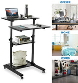 Mobile Standing Desk - Height Adjustable Rolling Stand up Desk - Mount-It! -