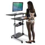 Mobile Standing Desk - Height Adjustable Rolling Stand up Desk - Mount-It! -