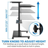 Mobile Standing Desk - Height Adjustable Rolling Stand up Desk - Mount-It! -