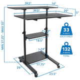 Mobile Standing Desk - Height Adjustable Rolling Stand up Desk - Mount-It! -