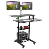 Mobile Standing Desk - Height Adjustable Rolling Stand up Desk - Mount-It! -