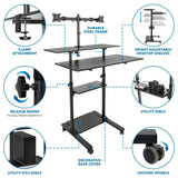 Mobile Standing Desk - Height Adjustable Rolling Stand up Desk - Mount-It! -