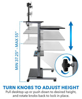 Mobile Standing Desk - Height Adjustable Rolling Stand up Desk - Mount-It! -