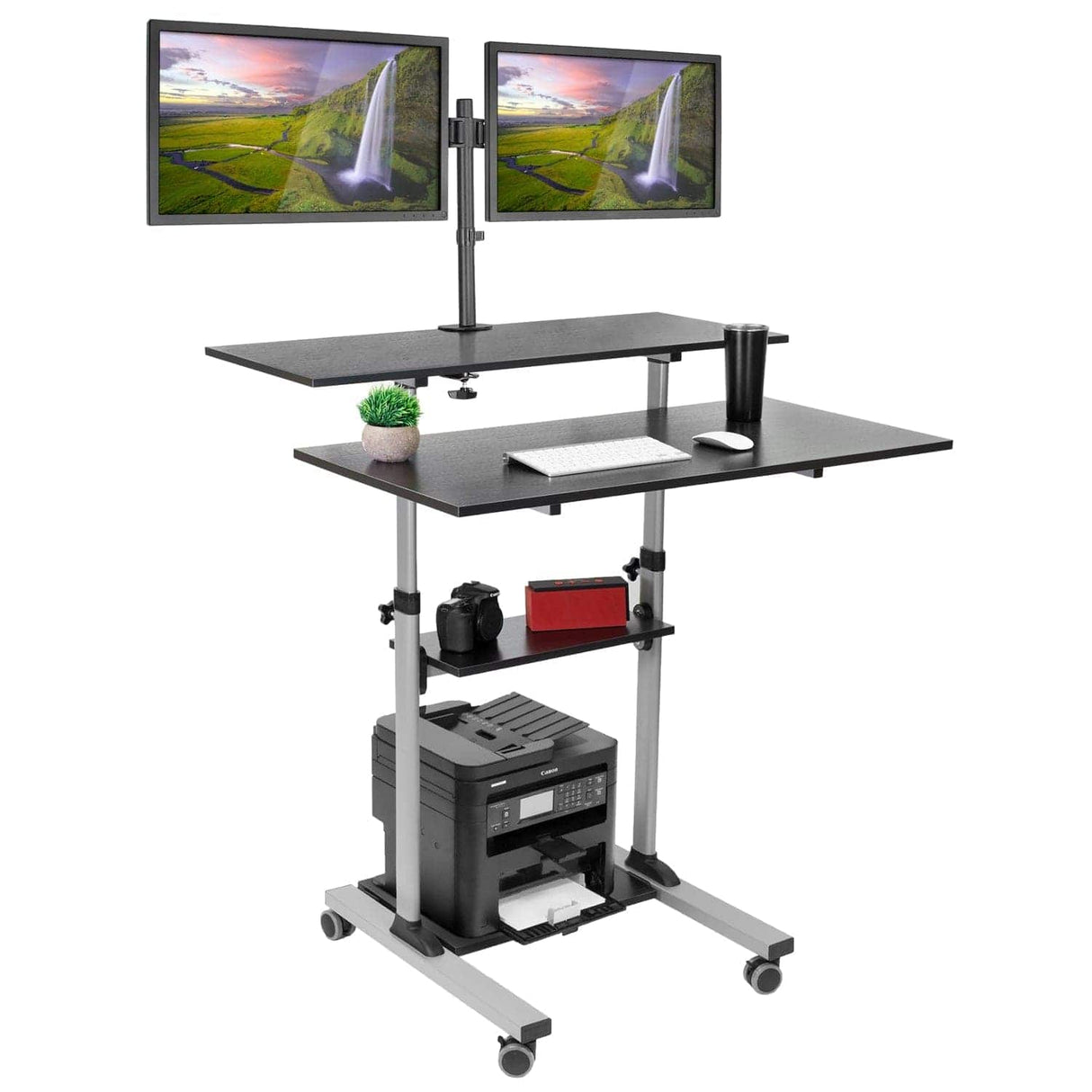 Mobile Standing Desk - Height Adjustable Rolling Stand up Desk - Mount-It! -