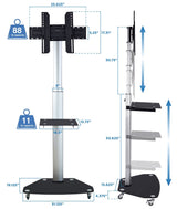 TV Cart - Height Adjustable Rolling TV Stand - Mount-It! - MI-1875