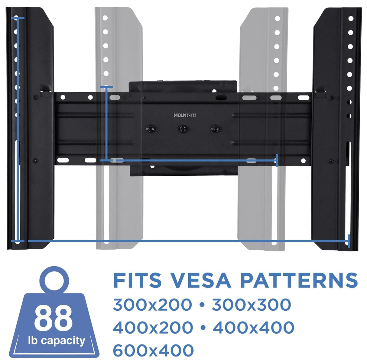 TV Cart - Height Adjustable Rolling TV Stand - Mount-It! - MI-1875