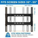 TV Stand - Height Adjustable TV Floor Stand with Mount | 2 Tempered Glass Shelves - Mount-It! - MI-1860