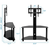 TV Stand - Height Adjustable TV Floor Stand with Mount | 2 Tempered Glass Shelves - Mount-It! - MI-1860