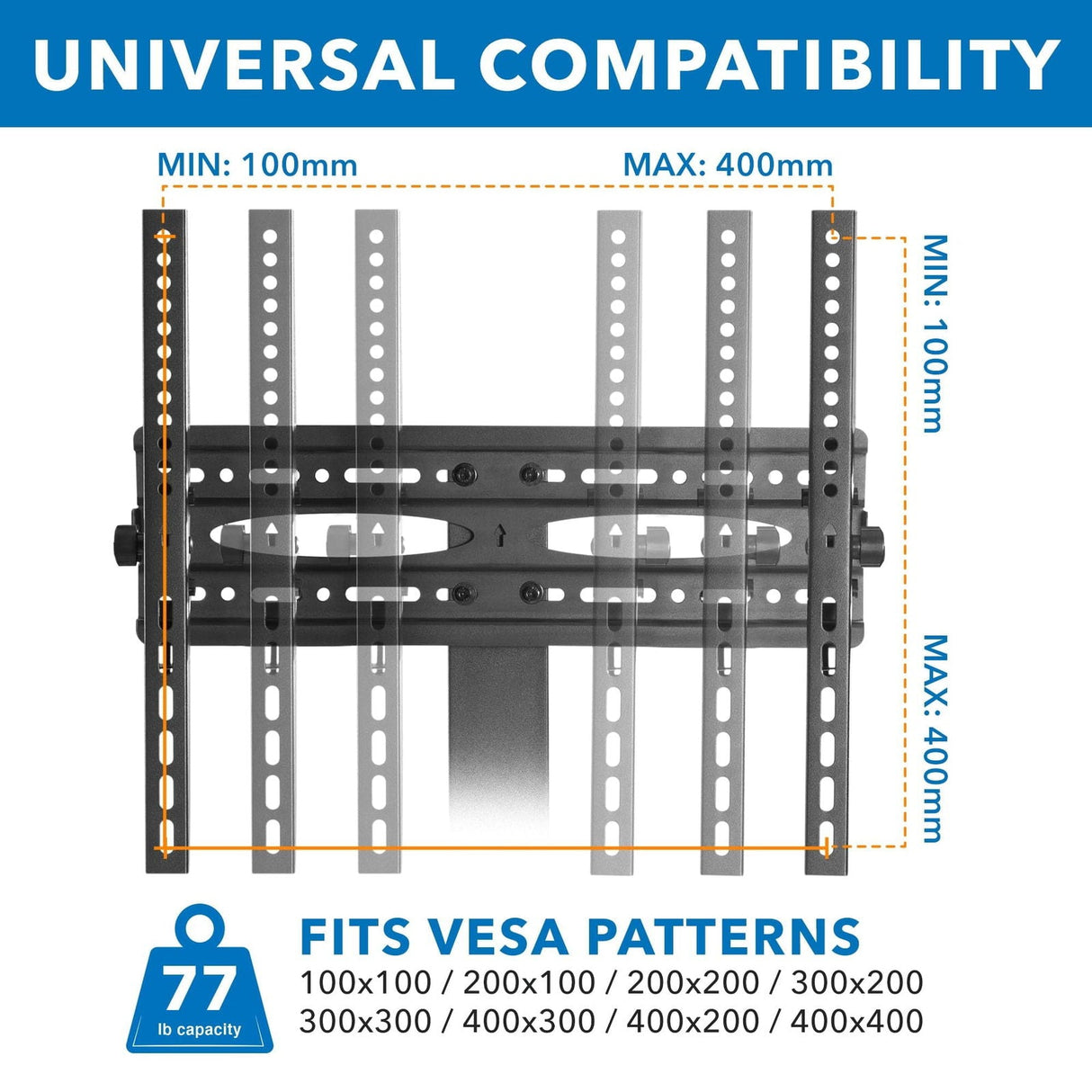 TV Stand - Height Adjustable TV Stand with Shelf - Mount-It! - MI-1877