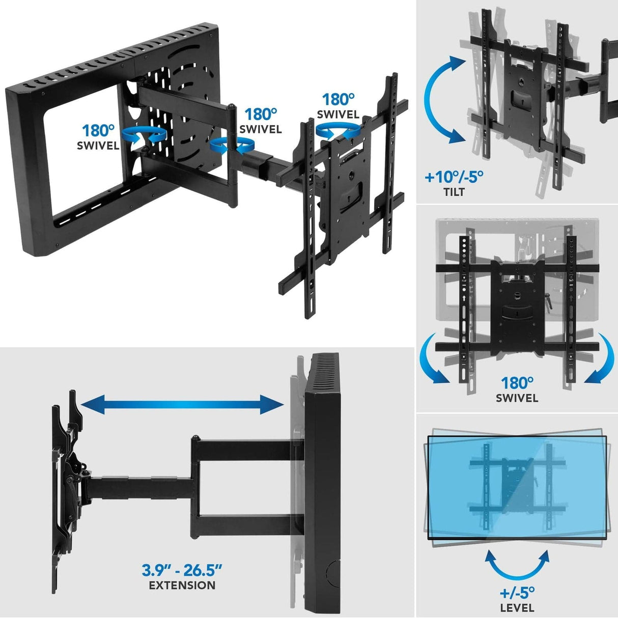 TV Mount - Hospitality TV Wall Mount With STB Enclosure - Mount-It! - MI-389