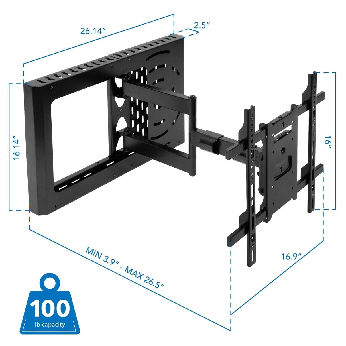 TV Mount - Hospitality TV Wall Mount With STB Enclosure - Mount-It! - MI-389