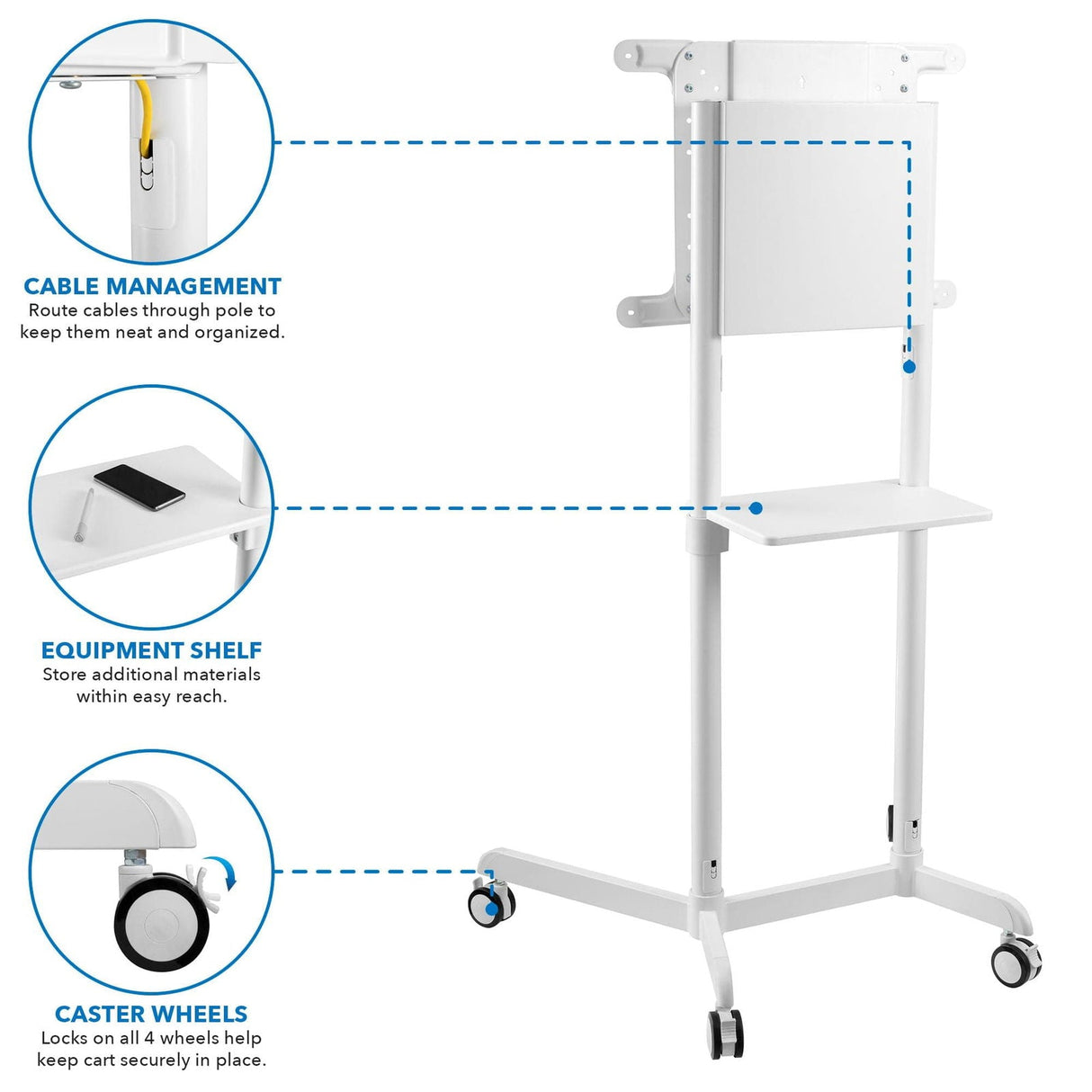 TV Cart - Interactive Display Stand | Mobile TV Flip Cart with Accessory Shelf - Mount-It! - MI-8001