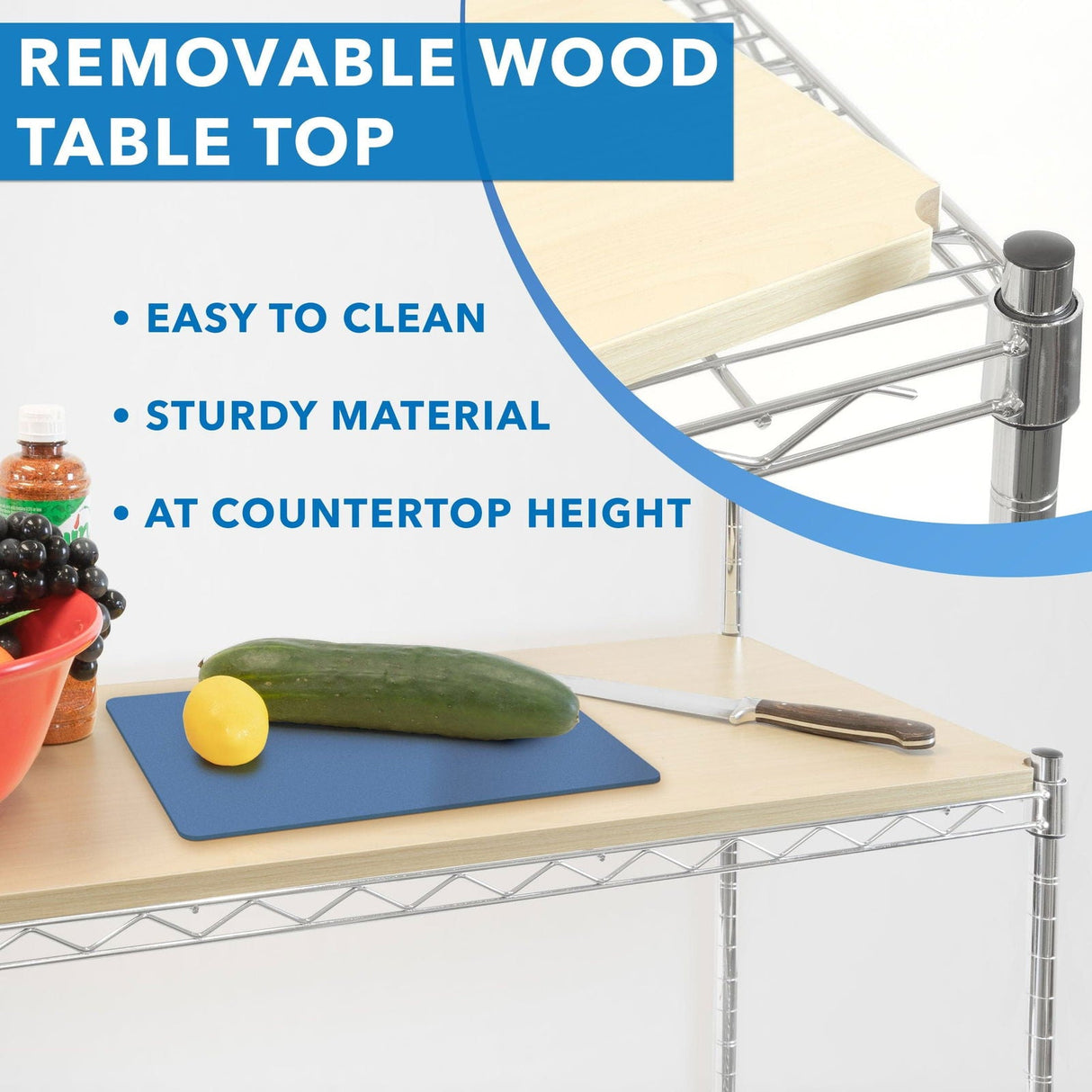 Storage - Kitchen Baker's Rack with Wood Table and Storage - Mount-It! - MI-70863