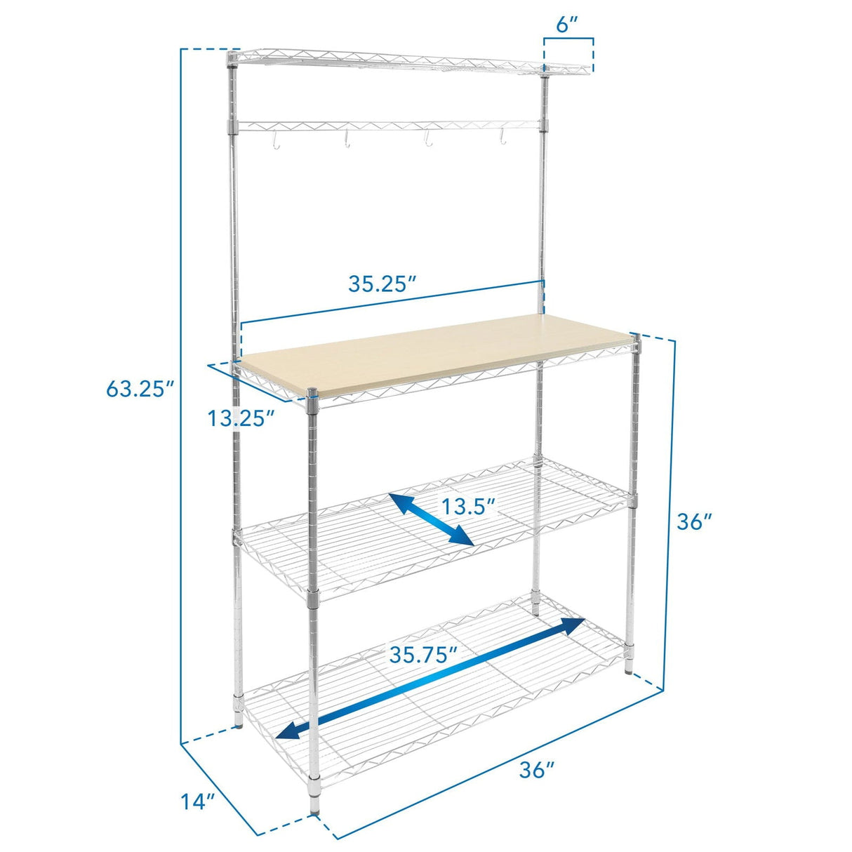 Storage - Kitchen Baker's Rack with Wood Table and Storage - Mount-It! - MI-70863