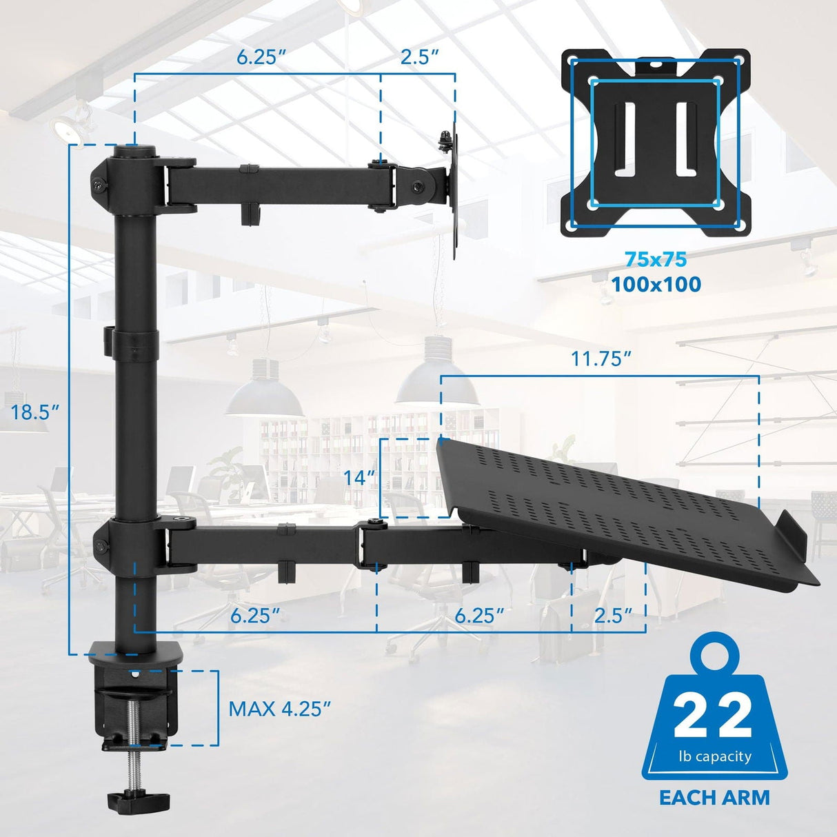 Laptop Mount - Laptop and Monitor Desk Mount - Mount-It! - MI-4352LTMN