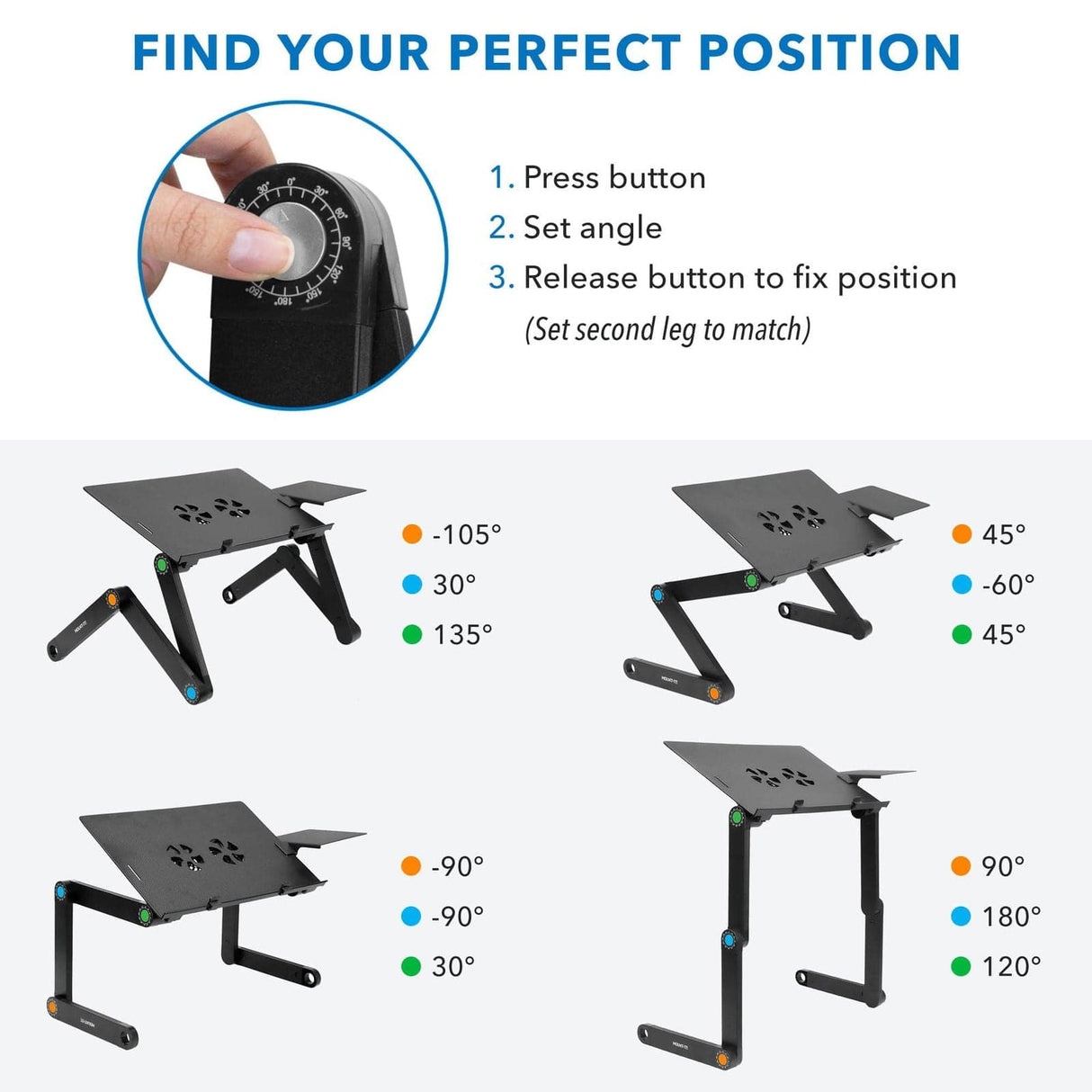 Laptop Stand - Laptop Tray w/ Cooling Fan & Mouse Pad - Mount-It! - MI-7211