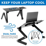 Laptop Stand - Laptop Tray w/ Cooling Fan & Mouse Pad - Mount-It! - MI-7211