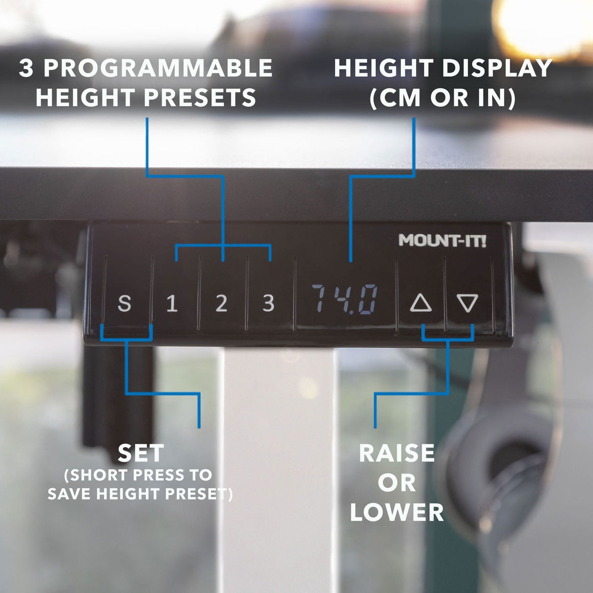 Standing Desk - Large Electric Height Adjustable Corner Standing Desk - Mount-It! -