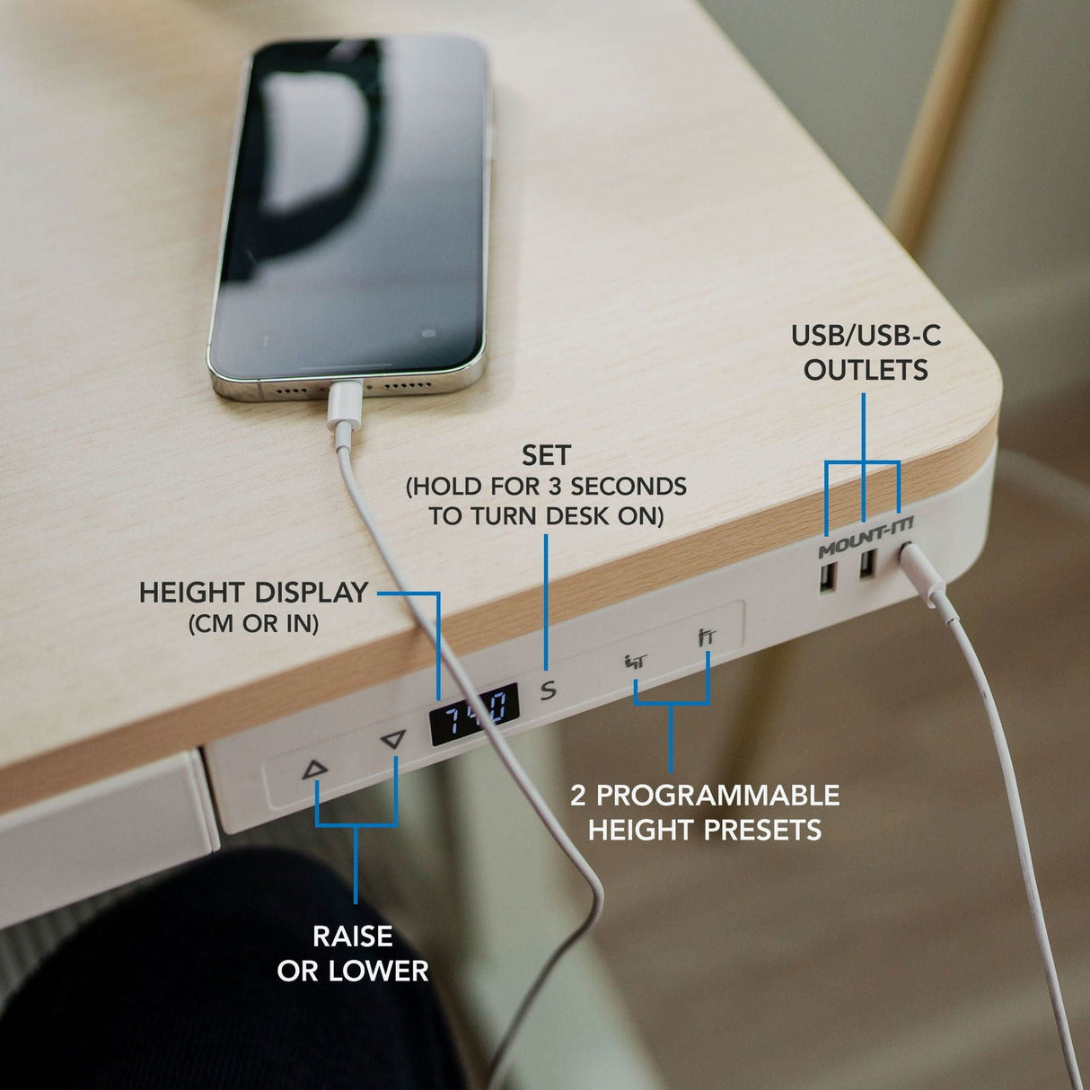 Maple Standing Desk - Compact Height Adjustable Sit-Stand Desk with Drawer - Mount-It! - MI-15004