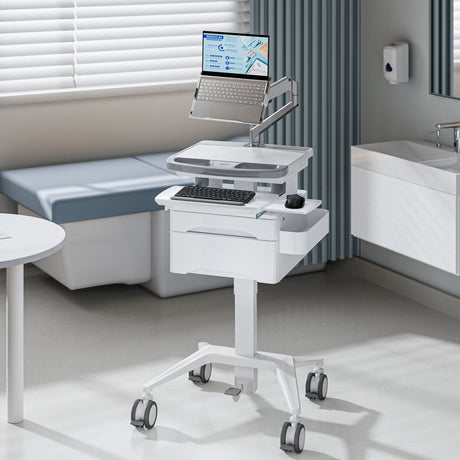 - MedHub Mobile Workstation with Drawers and Laptop Arm - Mount-It! - MI-16027