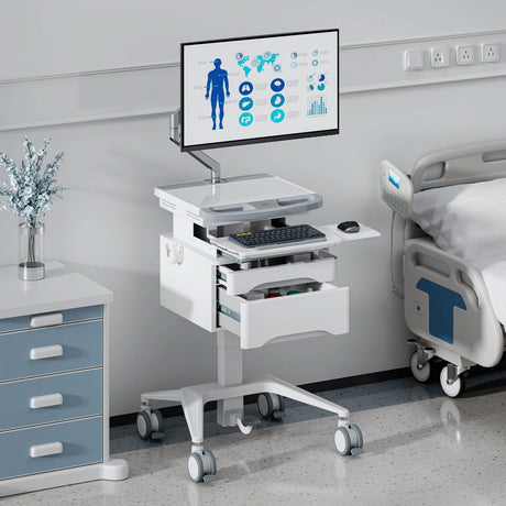 - MedHub Mobile Workstation with Drawers and Monitor Arm - Mount-It! - MI-16026