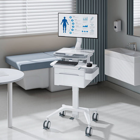 - MedHub Mobile Workstation with Drawers and Monitor Mount - Mount-It! - MI-16025