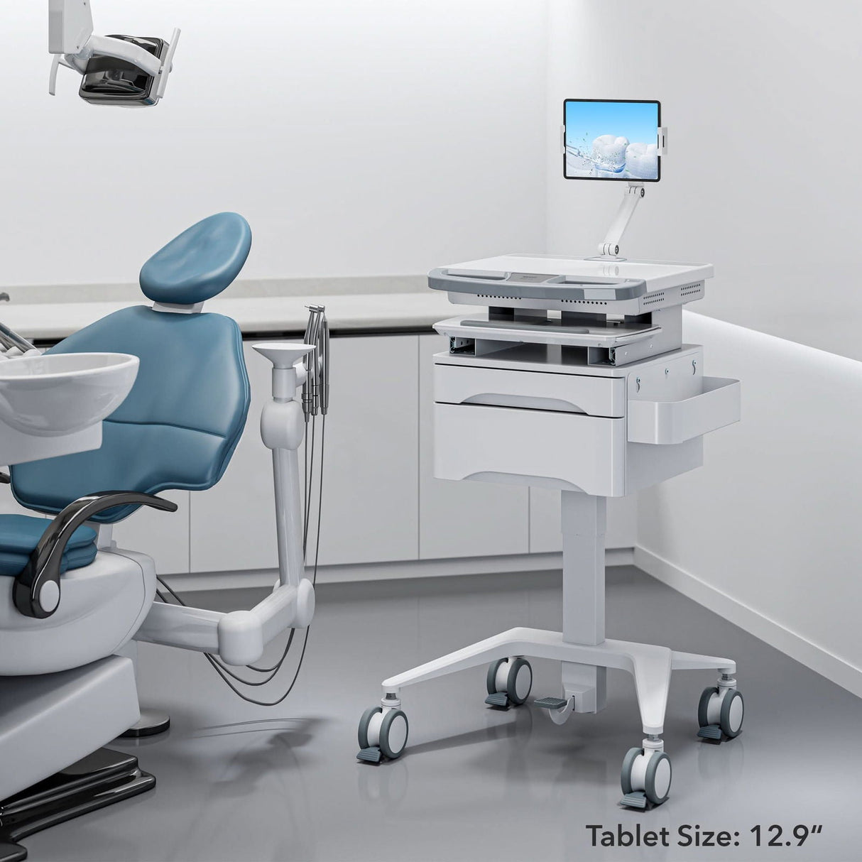 - MedHub Mobile Workstation with Drawers and Tablet Arm - Mount-It! - MI-16028