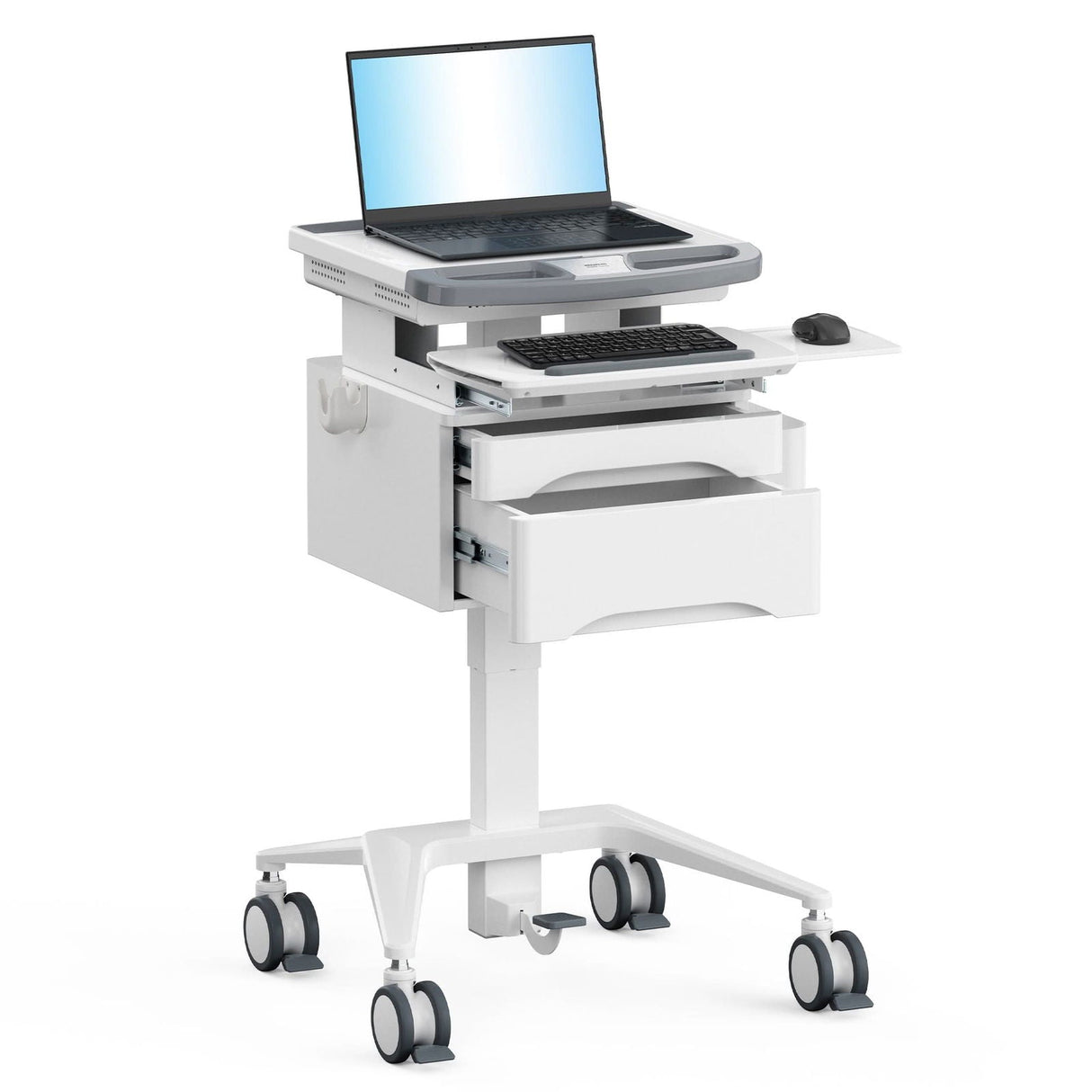 Mobile Standing Desk - MedHub Mobile Workstation with Drawers - Mount-It! - MI-16004