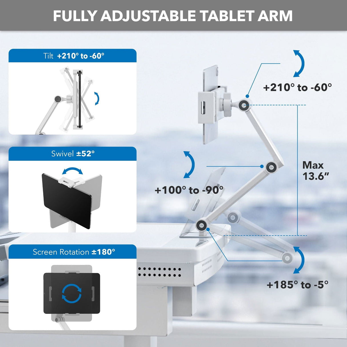 - MedHub Mobile Workstation with Tablet Arm - Mount-It! - MI-16018