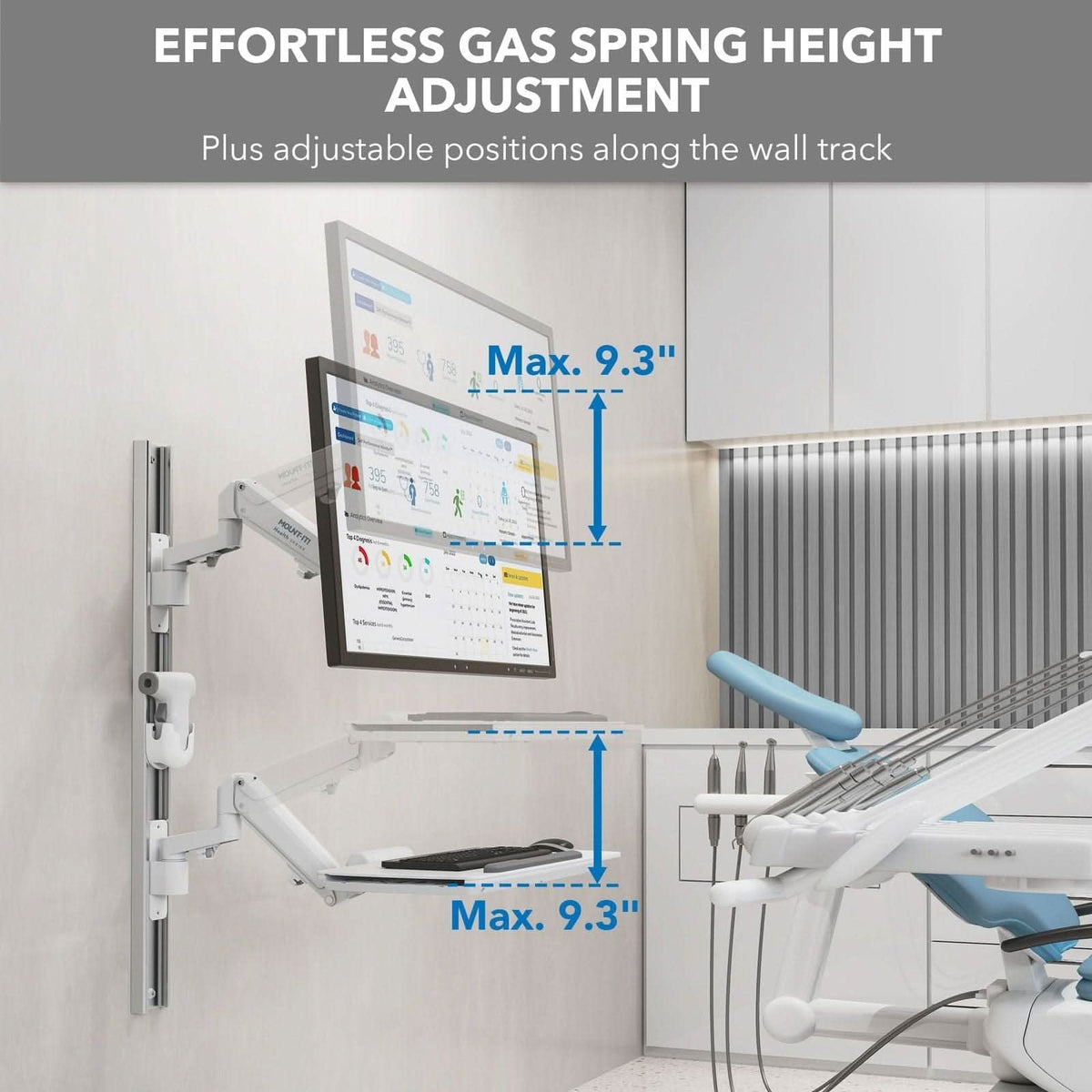 Monitor Track Mount-It! MedHub Wall Workstation with Wall Track - Mount-It! for ...