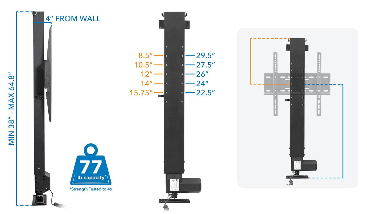 TV Stand - Motorized TV Cabinet Lift - Mount-It! - MI-453